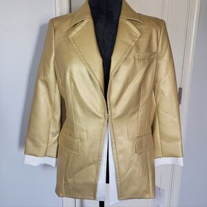 ETCETERA Gold Women's Blazer With White Shirt Insert. Sz 6. NWT MSRP $475